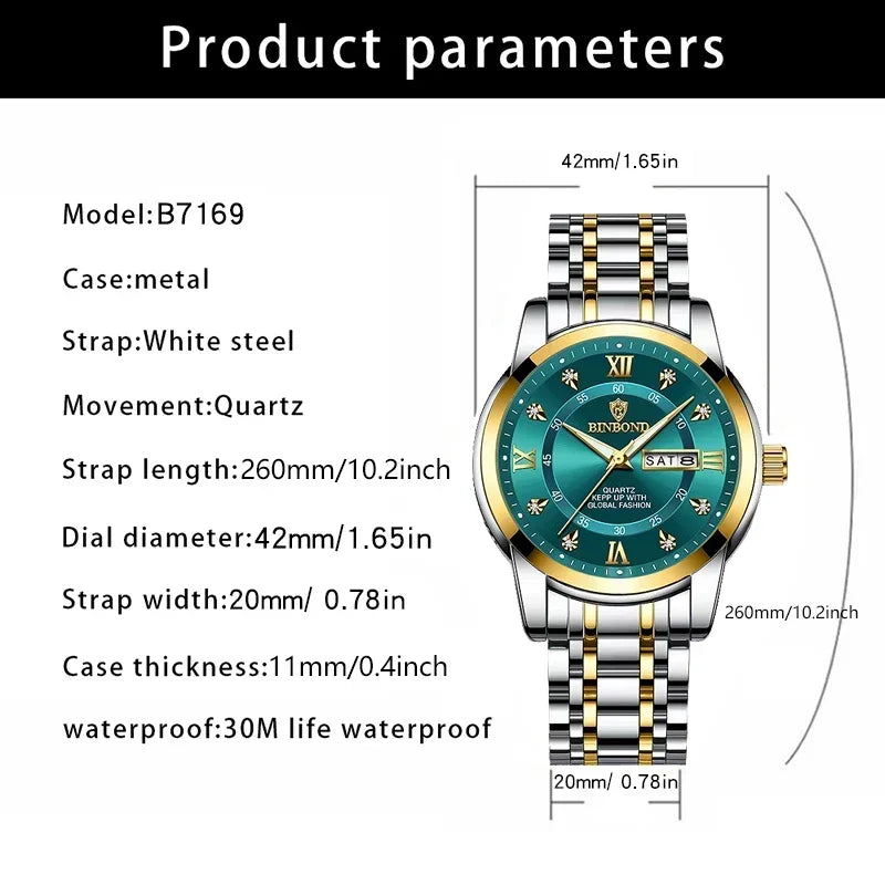 Luxury Men’s Quartz Wristwatch – Gold Diamond Automatic