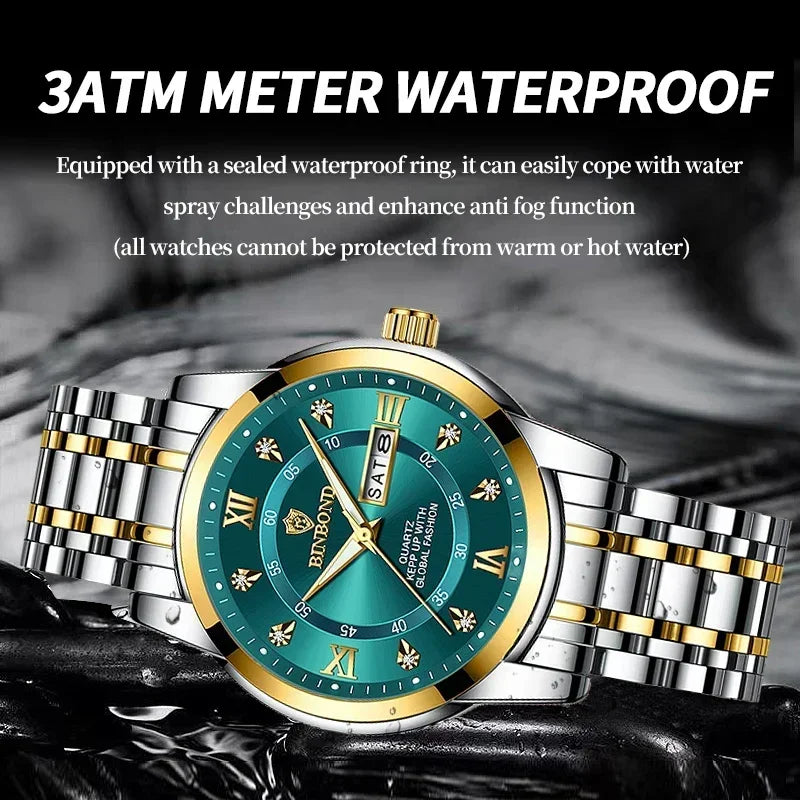 Luxury Men’s Quartz Wristwatch – Gold Diamond Automatic