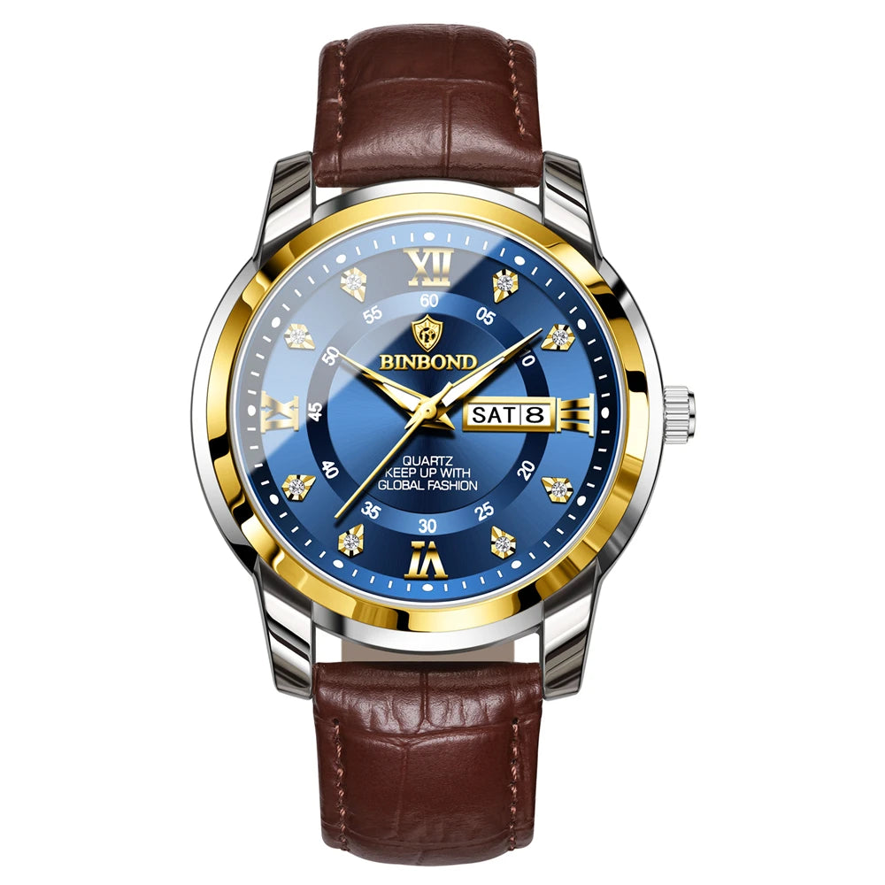 Luxury Men’s Quartz Wristwatch – Gold Diamond Automatic