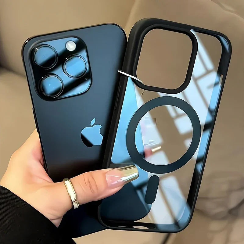 Transparent Magsafe Magnetic Case For iPhone 16 17 Air 16e 15 14 Plus 13 12 11 Pro Max Wireless Charging  Hard Protect Cover