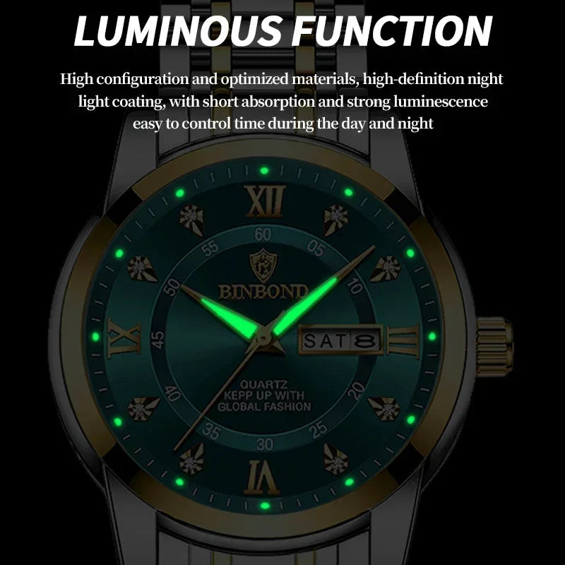 Luxury Men’s Quartz Wristwatch – Gold Diamond Automatic