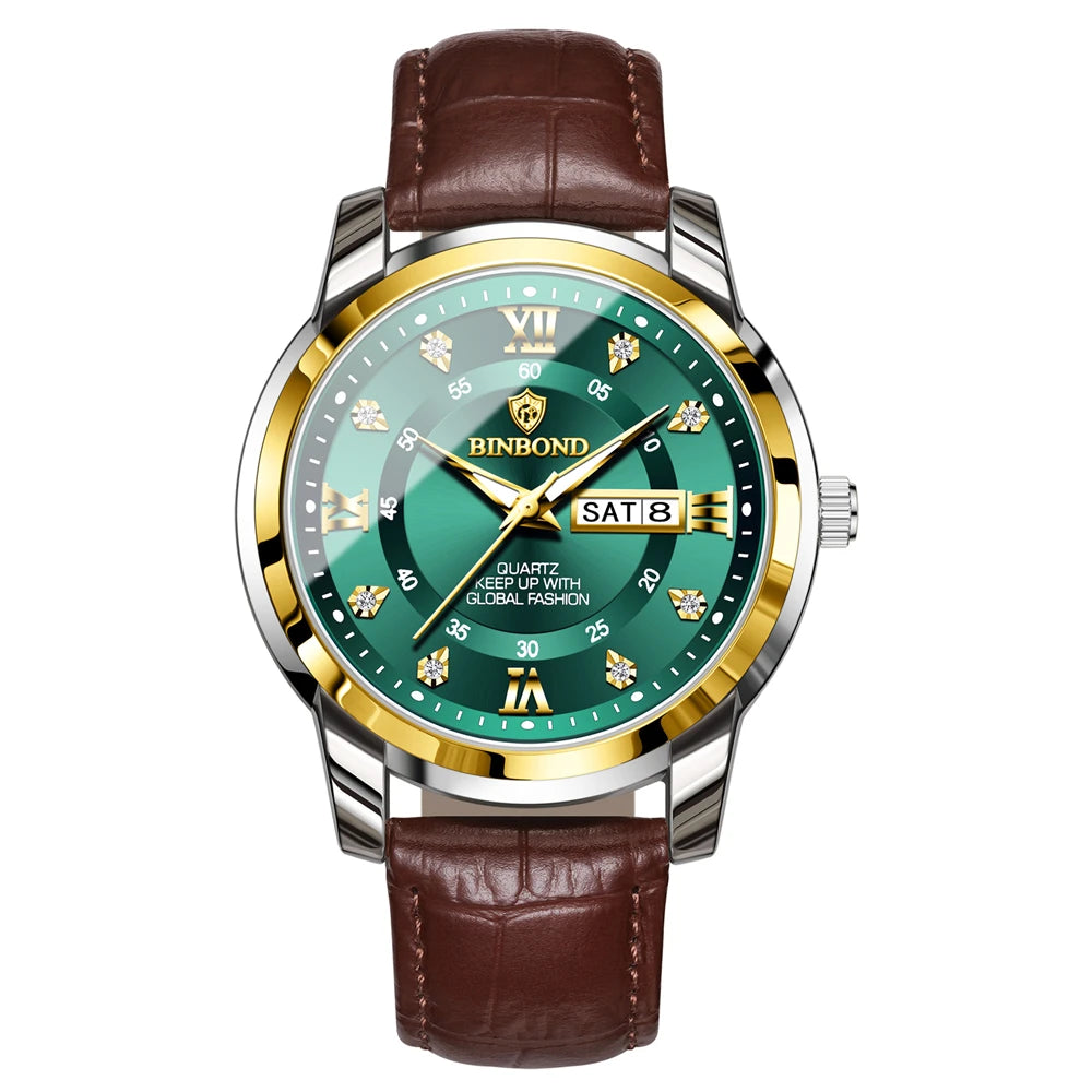 Luxury Men’s Quartz Wristwatch – Gold Diamond Automatic
